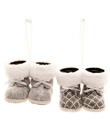 Decorazione Natale Stivaletti Lana Colorati 10cm