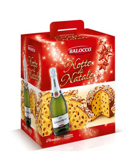 Strenna Natalizia Cesto Notte di Natale Balocco con Panettone e Spumante