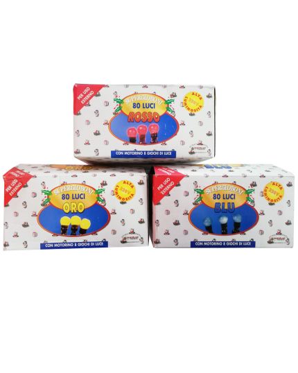 Filo Nero Supergloboni Clorati 80 Luci 6 Metri con 8 Giochi di Luce