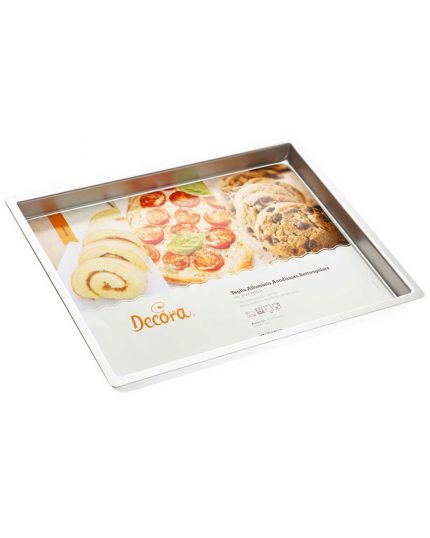 Teglia Professionale Acciaio Anodizzato Rettangolare Senza Punti di Saldatura Decora 30x40x2,5cm
