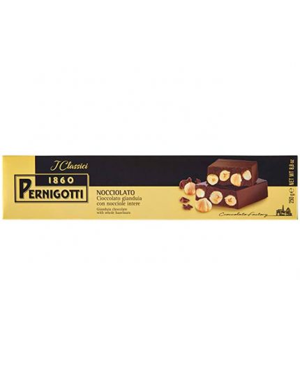 Torrone Barra Nocciolato Cioccolato Gianduia con Nocciole Intere 250gr