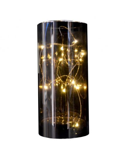 Cilindro Vetro Decorativo con Gocce LED 20cm