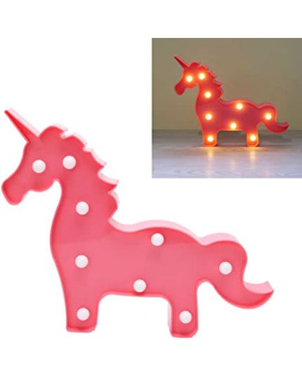 Lampada Unicorno Rosa Luminoso 9 Luci LED 3x29x23cm