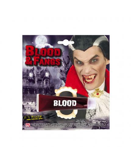 Kit Sangue Finto + Dentiera Vampiro 