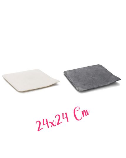 Vassoio Stone Pvc Colorato Effetto Pietra Quadrato 24x24cm