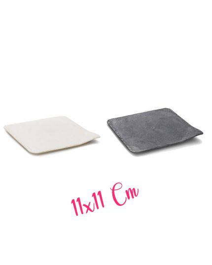 Piatto Vassoio Stone Pvc Colorato Effetto Pietra Quadrato Finger Food 11x11cm
