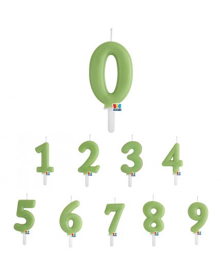Candelina Numero Verde Cm 7 - Numeri da 0 a 9