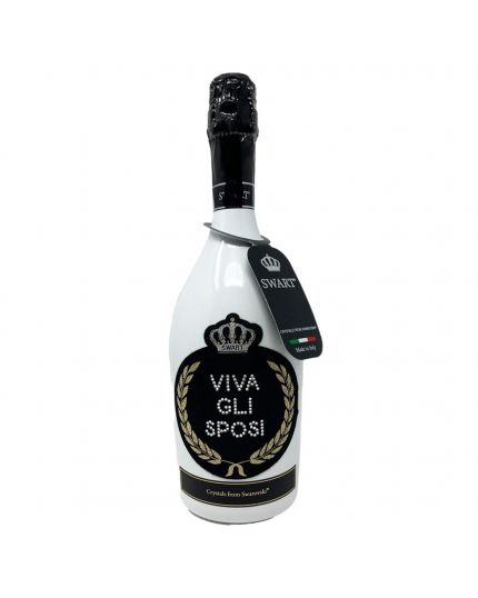Vino Spumante White Viva Gli Sposi con Strass Swarovski Swart 75cl
