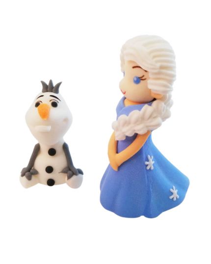 2 Decorazioni Zucchero Elsa e Olaz Frozen