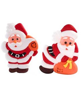 2 Decorazioni Zucchero Babbo Natale Piatto 5,5cm