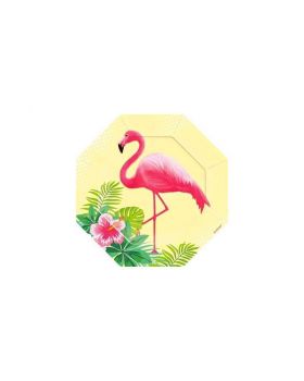 Piattini Dessert Carta Flamingo Paradise Fenicotteri Rosa
