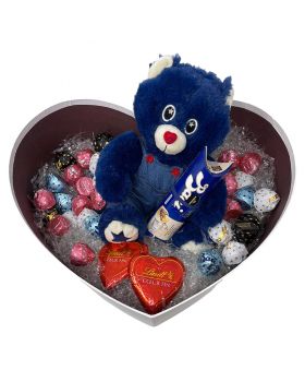 Scatola San Valentino Bianca con Cuoricini Lindt  Peluche Baci Perugina e Baci Perugina Assortiti 