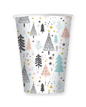 Bicchieri Carta Christmas Vibes Alberelli di Natale Pastello