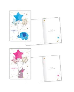 Biglietto Auguri Oggi è un Giorno Speciale Elefantino Celeste o Coniglietto Rosa
