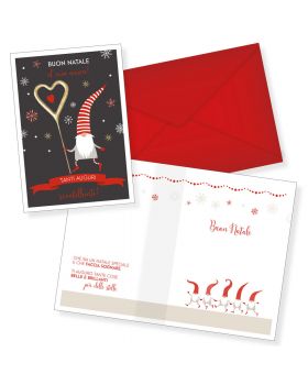Biglietto Auguri Natale con Scintillino a Forma di Cuore Buon Natale al Mio Amore 16,5x11,5cm