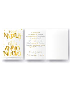 Biglietto Buon Natale e Felice Anno Nuovo Oro 16x11cm