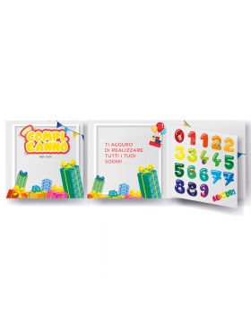 Biglietto Auguri Musicale Compleanno Età Personalizzabile con Stickers 15x15cm