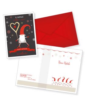 Biglietto Auguri Natale con Scintillino a Forma di Cuore Il Natale Scalda i Cuori 16,5x11,5cm