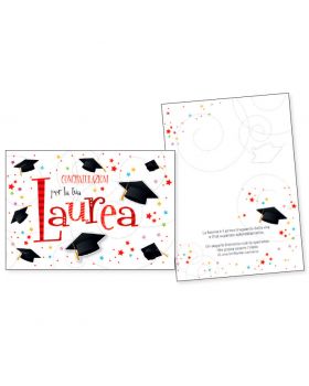Biglietto Auguri Congratulazioni per la Tua Laurea Stelline Colorate con Tocco in Rilievo 16x11cm
