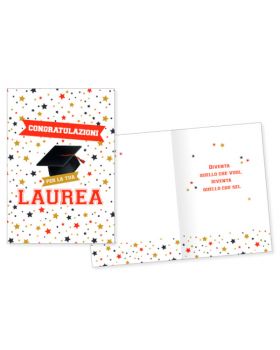 Biglietto Auguri Congratulazioni per la Tua Laurea con Stelline 17x11cm