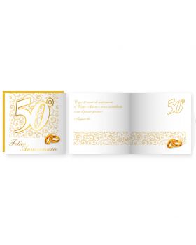 Biglietto Auguri Musicale con Busta 50° Anniversario Nozze Oro 15x15cm