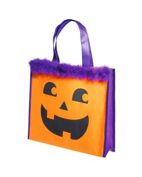 Borsetta Portadolci TNT Zucca Halloween con Piume 27x33cm