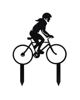 Sopratorta Cake Topper Metallo Ciclista Donna 15cm