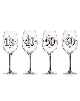 Calice Vetro Maxi Compleanno con Glitter 640ml - Varie Età