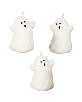 3 Candele Halloween Fantasmini 6cm