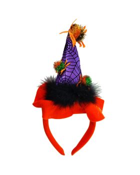 accessorio per costume da Halloween cappello da strega con piume e rete Smiffys colore viola 