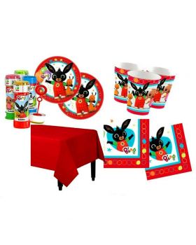 Piatti-Bicchieri-tovaglioli-Tovaglia-Palloncini Zeus Party Kit Coordinato per Feste E Compleanno Coniglietto Bing per 32 Persone 