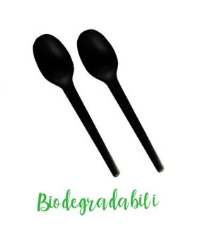 Cucchiaini in Bio-Plastica Biodegradabile Neri Pap Star Pure 100pz