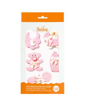 Decorazioni Zucchero Baby Nursery Rosa Decora 4cm