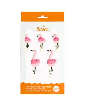 Decorazioni Zucchero Fenicotteri Rosa Pick 5cm e 8cm