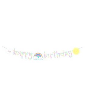 Festone Happy Birthday Arcobaleno Nuvolette Iridescente
