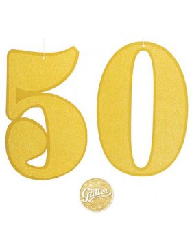 Festone Carta Numero 50 Glitter Oro