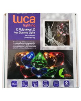 Filo Trasparente 12 Diamanti con Luci LED Multicolor 1,65 Metri 