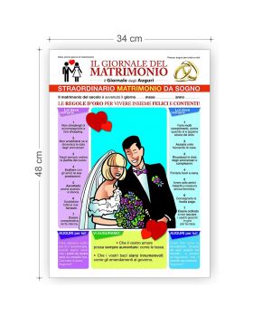 Maxi Biglietto Auguri Il Giornale del Matrimonio con Busta 48x34cm