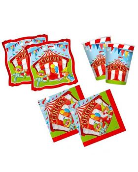 Kit Coordinato Tavola Circus Clown per 16 Persone