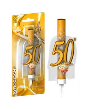 Candelina Magic Flambè Anniversario 50 Anni Nozze Oro 13cm
