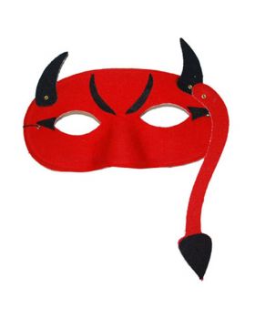 Maschera Domino Horror Diavolo Rosso con Corna e Coda