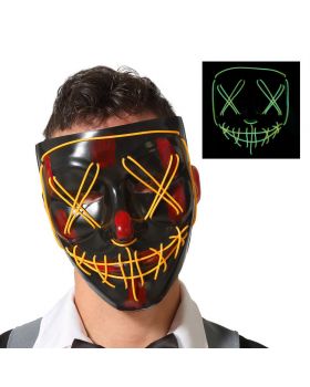 Maschera Pvc Halloween Luminosa Nera con Luci LED