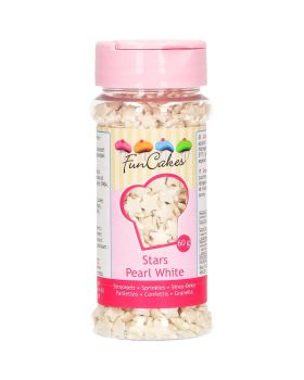 Mini Decorazioni in Zucchero Natalizie per Torte Stelline Bianco Perla FunCakes 60gr