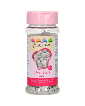 Mini Decorazioni in Zucchero Natalizie per Torte Stelline Star Mix Argento FunCakes 60gr