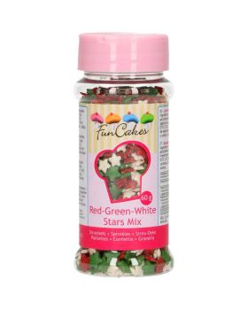 Mini Decorazioni in Zucchero Natalizie per Torte Stelline Tricolore Italia FunCakes 60gr
