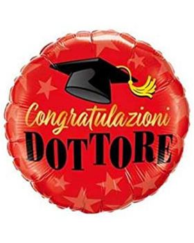 Mini Palloncino Foil Rotondo Laurea Congratulazioni Dottore con Tocco 23cm