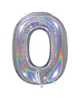 Palloncino Foil Numero Holo Effetto Glitter 90cm Argento