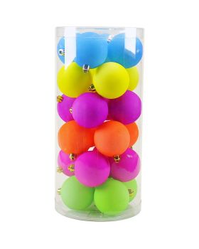 Palline Natale Pvc Infrangibile Colori Fluo Opache 8cm 24pz