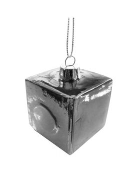 Palline Natale Vetro Cubo Argento 4,5x4,5cm 6pz