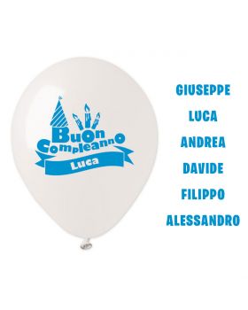 Palloncini con Nome Maschile Bianchi Lattice Medi Buon Compleanno 